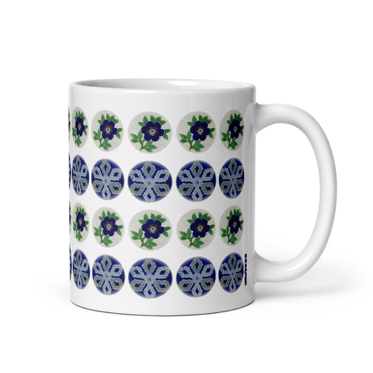 Blue Polka Dots Mug with handle on right